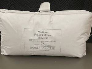 lot 11 image: Bokser Home Medium Feather Down Pillow Set King Size