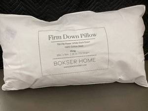 lot 18 image: Bokser Home Firm Down Pillow King Size 700 Fill Power White Duck Down