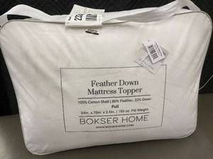 lot 20 image: Bokser Home Feather Down Full Mattress Topper 54x75in