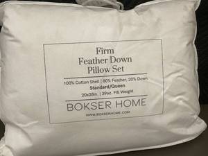 lot 33 image: Bokser Home Firm Feather Down Pillow Set StandardQueen