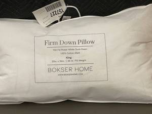 lot 50 image: Bokser Home Firm Down King Pillow 700 Fill Power White Duck Down