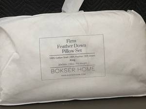 lot 52 image: Bokser Home Firm Feather Down King Pillow Set, 20x36in, 80% Feather 20% Down