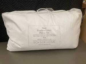 lot 56 image: Bokser Home Firm Feather Down Pillow Set King Size 20x36in