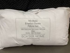 lot 59 image: Bokser Home Medium Feather Down King Pillow Set, 20x36 in