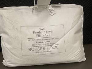 lot 62 image: Bokser Home Soft Feather Down Pillow Set StandardQueen 20x28in