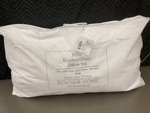 lot 67 image: Bokser Home Firm Feather Down King Pillow Set 20x36 Inch