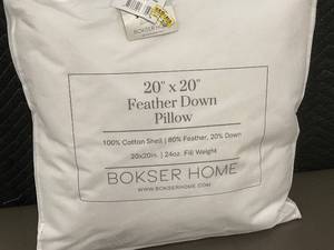 lot 68 image: Bokser Home 20x20 Inch Feather Down Pillow