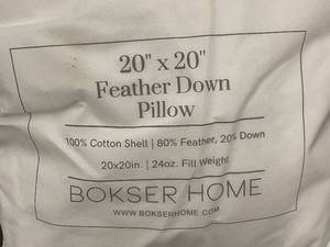 lot 69 image: Bokser Home 20 x 20 Inch Feather Down Pillow
