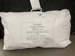 lot 80 image: Bokser Home Medium Feather Down King Pillow Set