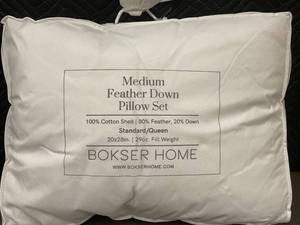 lot 83 image: Bokser Home Medium Feather Down Pillow Set StandardQueen Size
