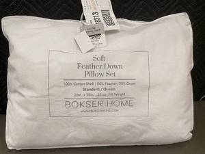 lot 87 image: Bokser Home Soft Feather Down Pillow Set StandardQueen 20x28in