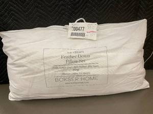 lot 90 image: Bokser Home Medium Feather Down King Pillow Set 20x36 in