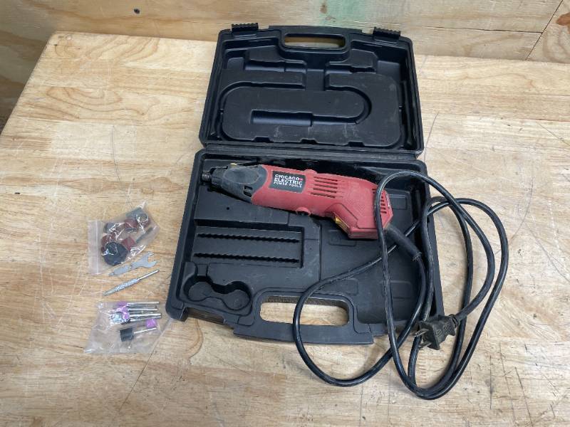 lot 190 image: CHICAGO ELECTRIC POWER TOOLS 1.3 Amp Variable-Speed Rotary Tool Kit, 31 Piece (08142525)