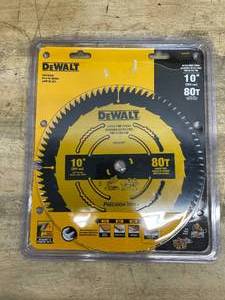 lot 84 image: DEWALT DW3218PT 10-Inch 80 Tooth ATB Crosscutting Saw Blade with 58-Inch Arbor and Tough Coat Finish