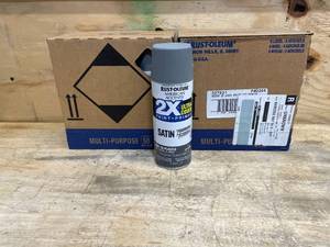 lot 93 image: Lot of 12 - Granite, Rust-Oleum American Accents 2X Ultra Cover Satin Spray Paint- 12 oz