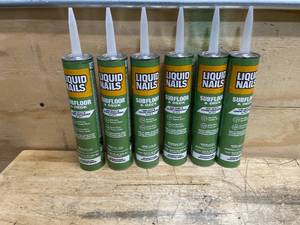 lot 94 image: Lot of 6 - Liquid Nails 10 Oz Subfloor And Deck Construction Latex Adhesive
