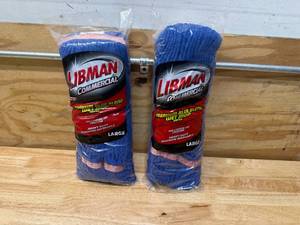 lot 113 image: Lot of 2 - Premium Blue Polyester Blend Looped-End Libman Wet Mop Head