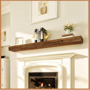 lot 77 image: AVANA Fireplace Mantle - Natural Fireplace Mantles Wood - Mounted Mantles for Over Fireplace - Handcrafted Fireplace Wood Mantel - Wood Mantels for Fireplace (Rustic Natural, 72 X 8 X 3)
