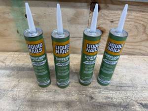 lot 202 image: Lot of 4 - Liquid Nails 10 Oz Subfloor And Deck Construction Latex Adhesive
