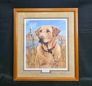 lot 3 image: James H. Killen Framed Print Thats My Dog, Too Yellow Labrador Retriever 21x23