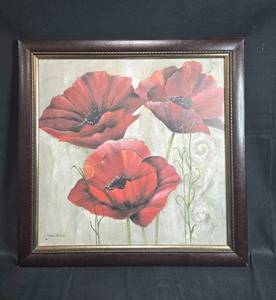 lot 8 image: Framed Floral Artwork by Rion Witham, 29x29 Inches