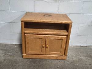 lot 12 image: Duplicate Wooden Media Stand with Storage Cabinet 27x24x16 Inches