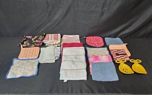 lot 17 image: Collection of Kitchen Towels, Potholders, and Utensils