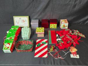 lot 19 image: Holiday Gift Boxes, Baskets, Ribbons and Christmas Decor Collection
