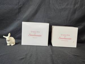 lot 23 image: Set of 2 Department 56 Snowbunnies Figurines with Boxes - Easter Delivery and Tra-La-La & Addl Bunny w No Box