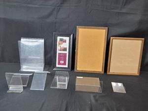 lot 64 image: Lot of Display Stands, Picture Frames, and Cork Board Frames