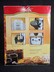 lot 83 image: Melitta 45-Cup Stainless Steel Coffee Urn with Glass Top and Cool Touch Handles