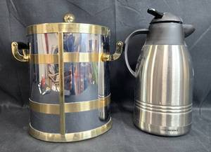 lot 114 image: Ice Bucket with Brass Trim and Home Presence Stainless Steel Carafe