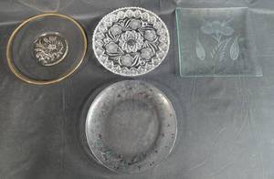 lot 127 image: Collection of Decorative Glass Plates Assorted Patterns