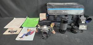 lot 134 image: Pentax ME Super 35mm SLR Camera Kit with Lenses, Flashes, Accessories and Bag