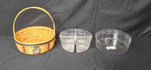 lot 155 image: Longaberger Patriotic Handwoven Basket with Plastic Liner and Divider, Signed 2003