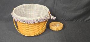 lot 158 image: Longaberger Handwoven Basket Set with Liner and Small Insert - American Cancer Society Edition