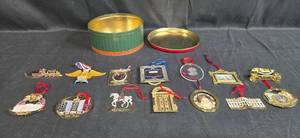 lot 168 image: Collection of White House Historical Christmas Ornaments with Holiday Tin