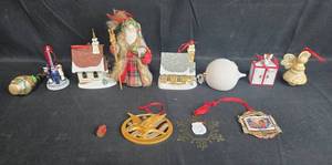 lot 183 image: Collection of Holiday and Christmas Ornaments with Figurines and Decorative Houses