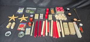 lot 187 image: Collection of Candles, Candle Accessories, Starfish Decor, and Decorative Accents