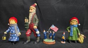 lot 227 image: Assorted Holiday and Train Figurine Collection with Liberty Falls Pewter Set
