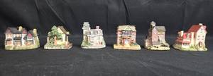 lot 229 image: Set of 6 Vintage Miniature Village Houses by International Resourcing Services, 1994