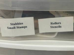 lot 256 image: Collection of Craft Rollers, Rubber Stamps, and Stencils - drawer not inc