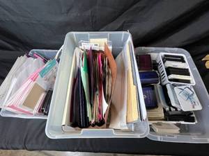 lot 267 image: Lot of Craft Supplies with Ink Pads, Paper, Markers and Organizers
