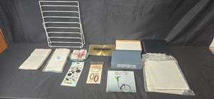lot 277 image: Crafting Supplies Lot with File Rack, Magnifying Sheet, Announcements, and Accessories