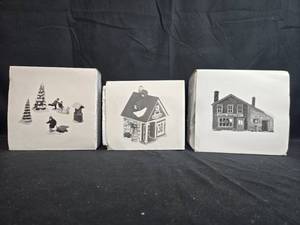 lot 293 image: Dept 56 Heritage Village Collection New England Village Porcelain Set of 3 Buildings and Accessories