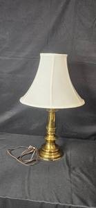 lot 304 image: Brass Table Lamp with White Fabric Shade, 21 Inch Tall