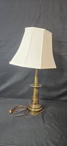 lot 305 image: Vintage Brass Table Lamp with White Shade