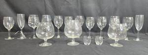 lot 322 image: Assorted Set of Branded and Plain Wine and Brandy Glasses