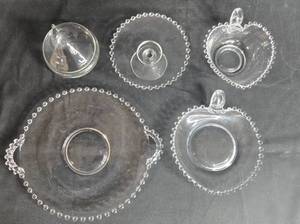 lot 336 image: Set of Imperial Clear Glass Serving Dishes with Beaded Edges