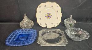 lot 343 image: Assorted Vintage Crystal and Porcelain Serving Dish Collection